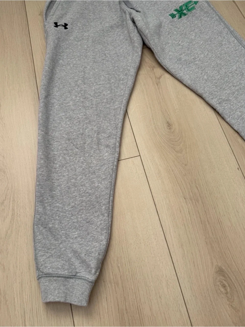 Under Armour Gray Men's Sweatpants with Green Logo